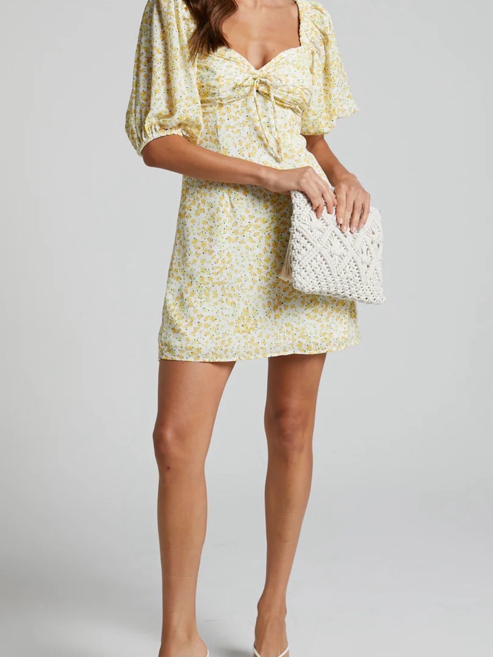 NWT Showpo Yellow Floral Ditzy Mini Dress  US 4